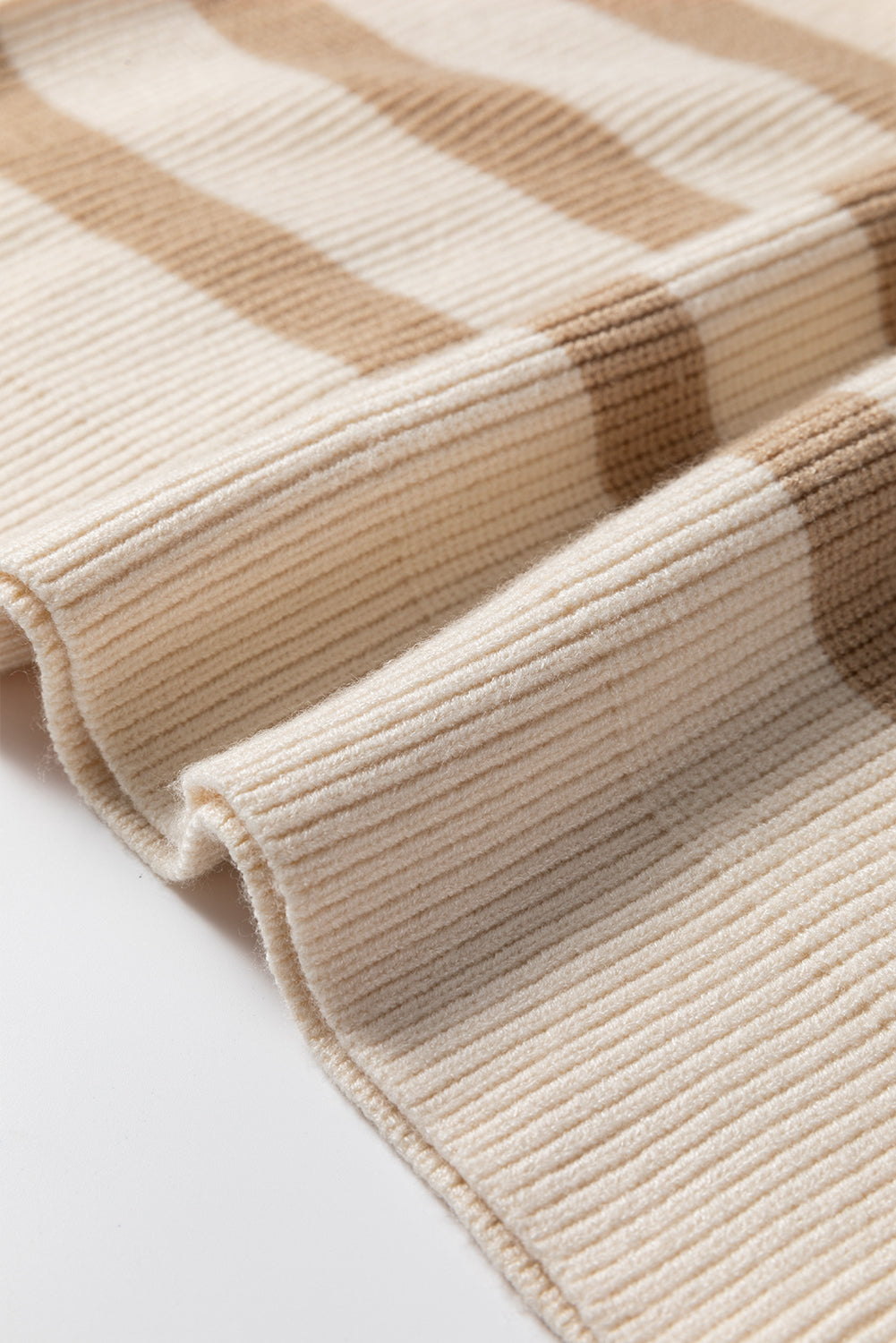 Khaki Stripe Ribbed Half Zip Collared Sweater Vest
