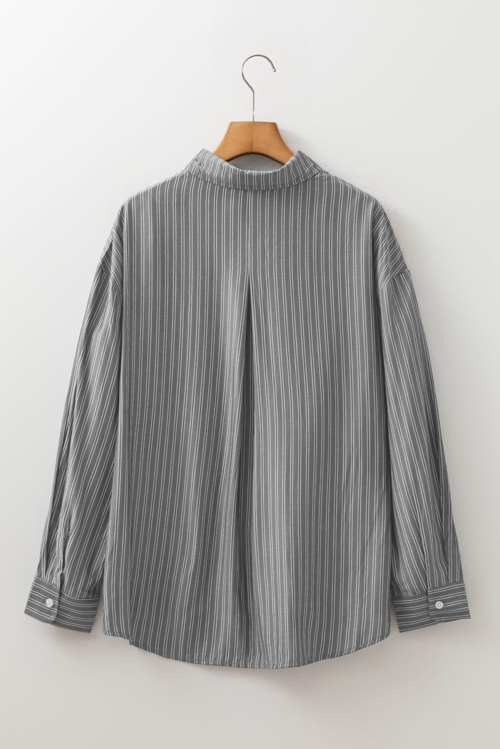 Black Stripe Button Up Oversized Casual Shirt