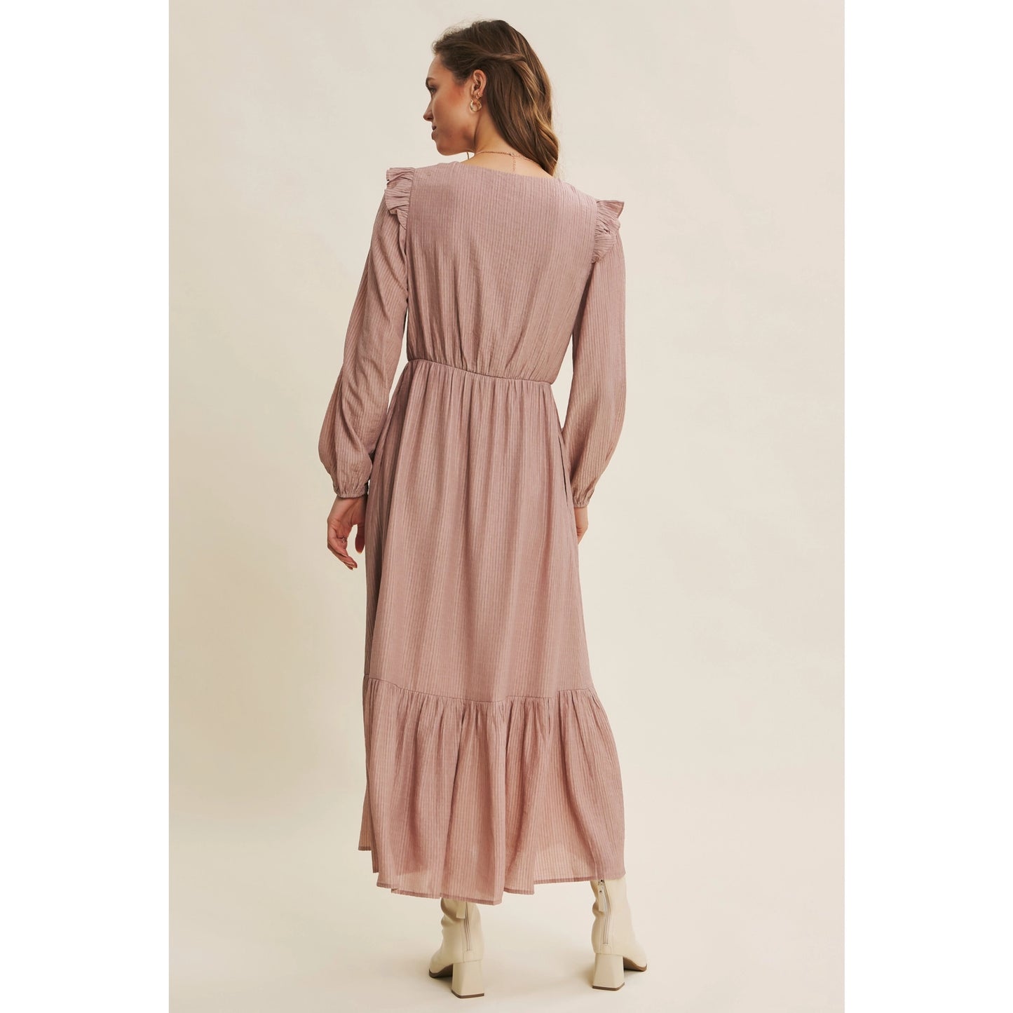 Button Down Maxi Dress with Ruffles