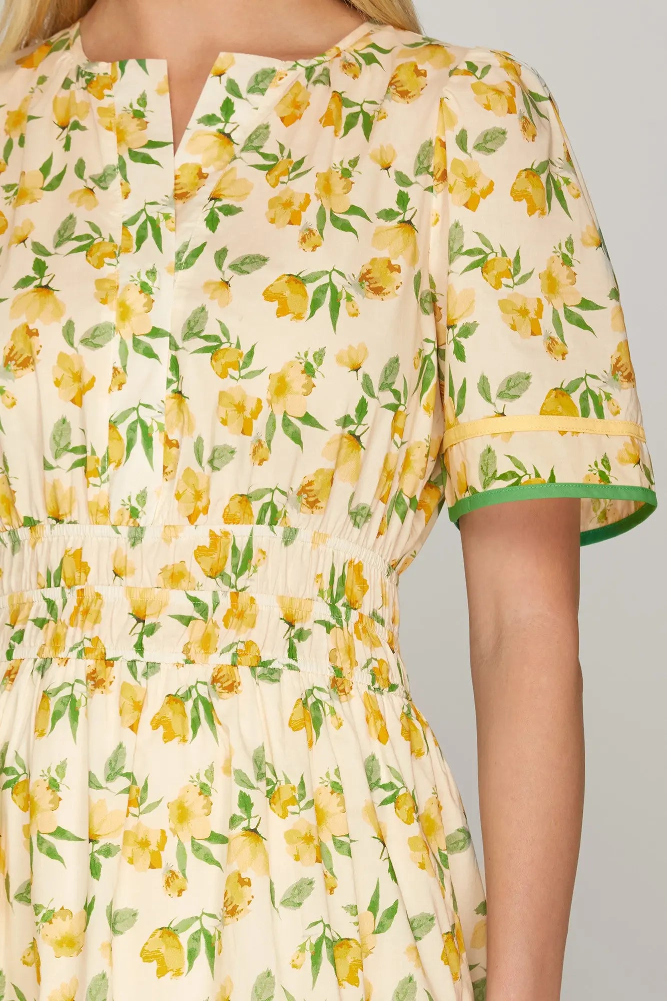 Short Sleeve Yellow Tiered Maxi Dress