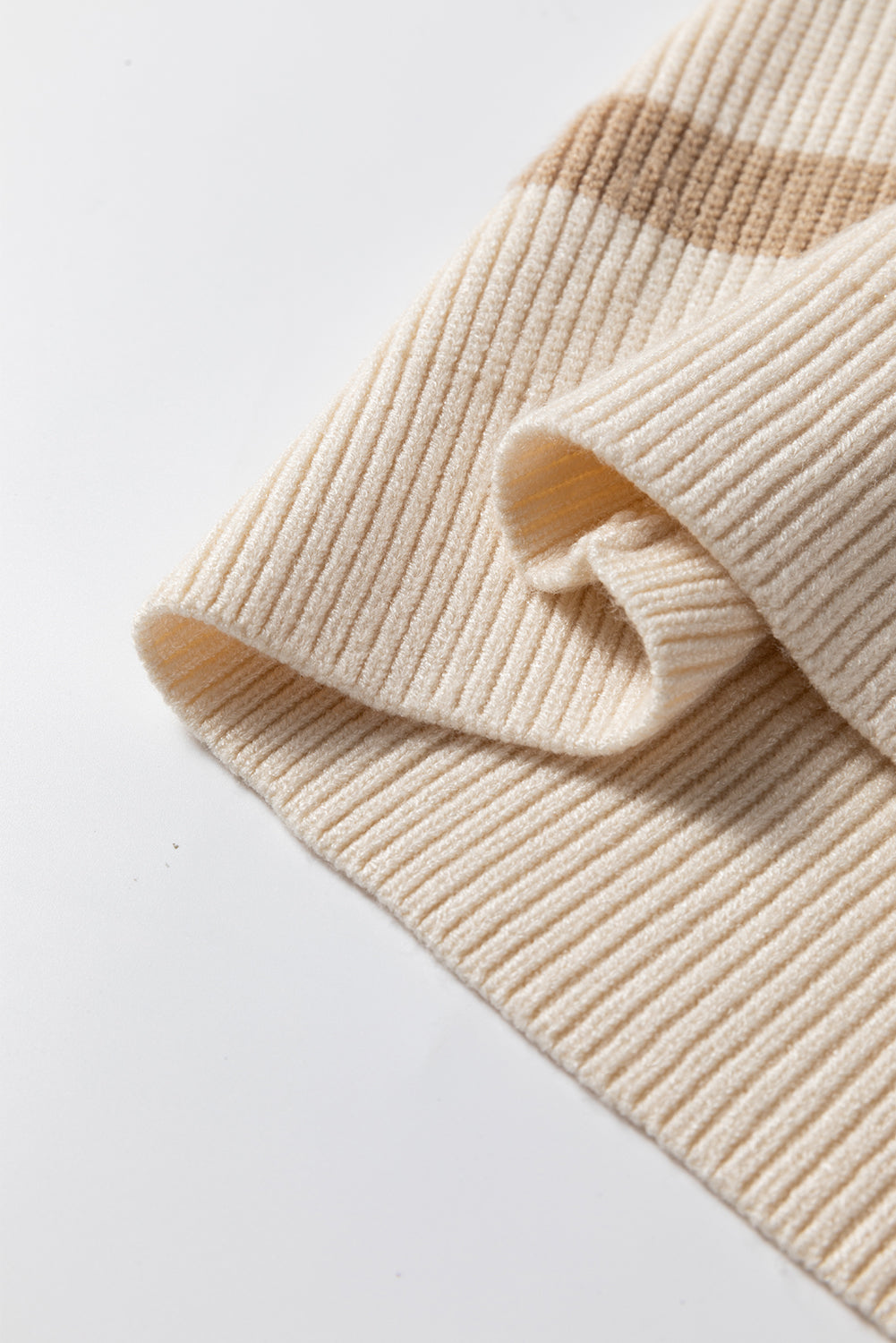 Khaki Stripe Ribbed Half Zip Collared Sweater Vest