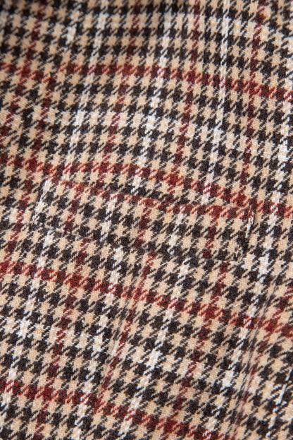 Brown Houndstooth Lapel Collar Blazer