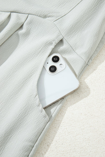 Light Grey Solid Color Pocket Overall Dress