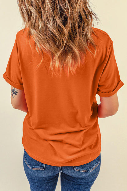 Orange Floral Pumpkin Bow Print Thanksgiving T Shirt