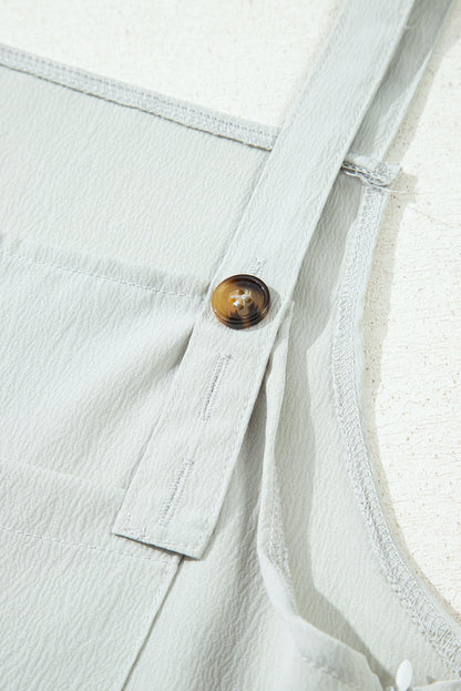 Light Grey Solid Color Pocket Overall Dress