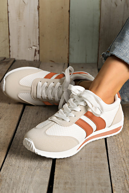 Yellow Patchwork Breathable Lace Up Sneakers