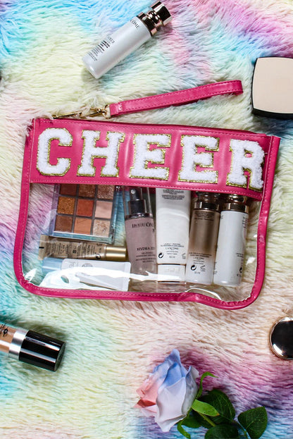 Black Dance Chenille Letter Zipper Varsity Clear Makeup Bag