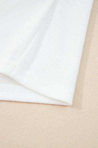 White Solid Color Seam Detail Raglan Long Sleeve Top