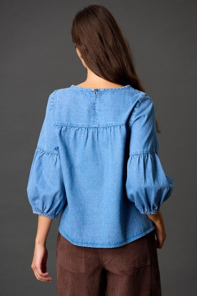 Denim Puff Sleeve Top