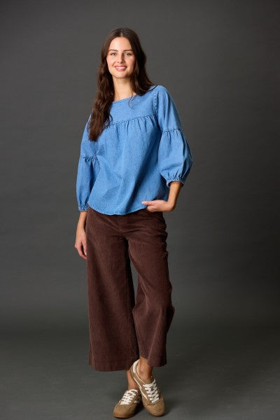 Denim Puff Sleeve Top