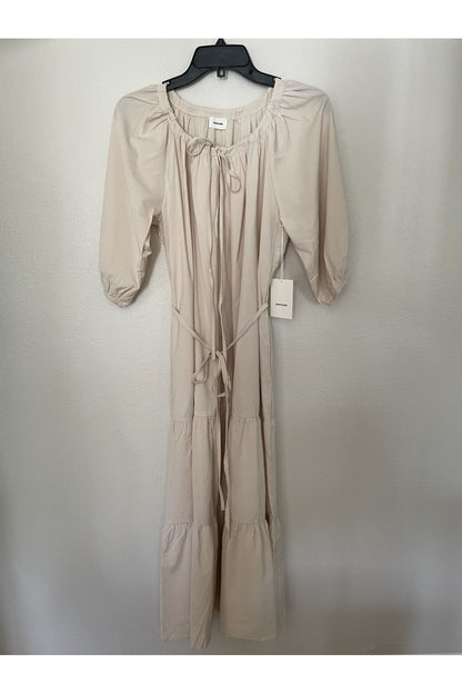 Natural Round Neck Midi Dress