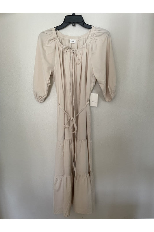 Natural Round Neck Midi Dress