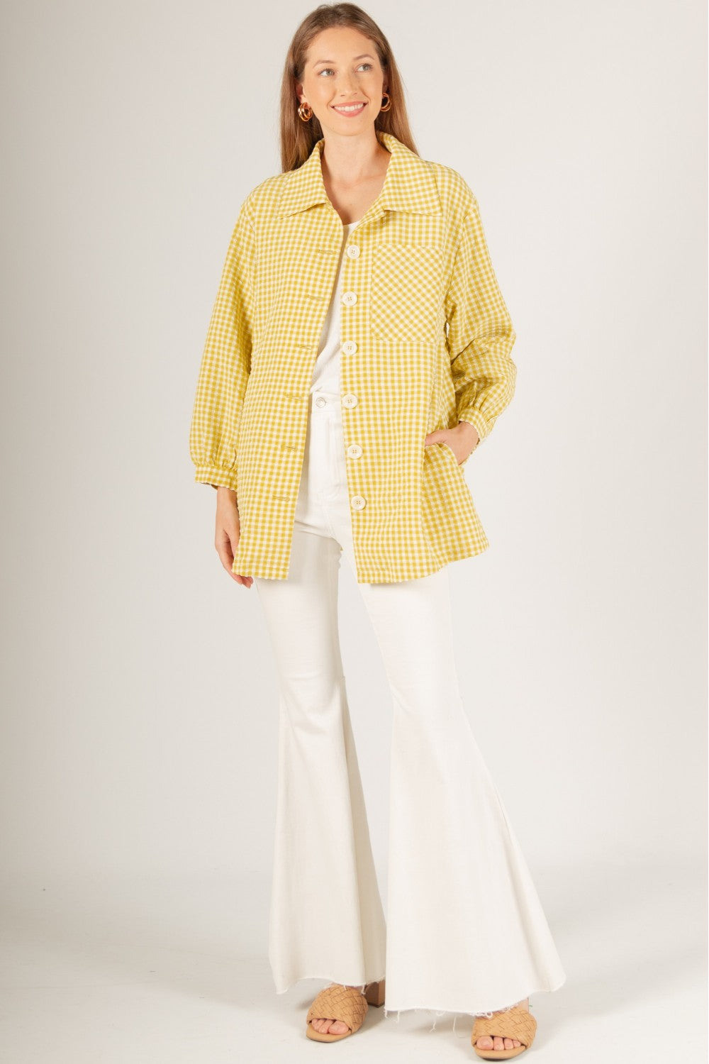 Oversized Gingham Seersucker Jacket