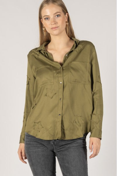 Tencel Star Patch Button Up