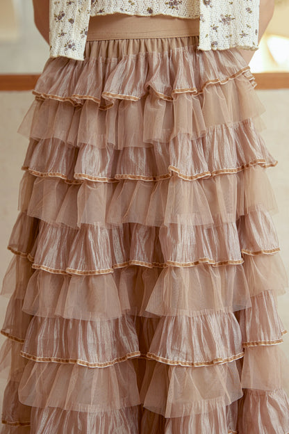 Caramel Tulle Cascade Skirt