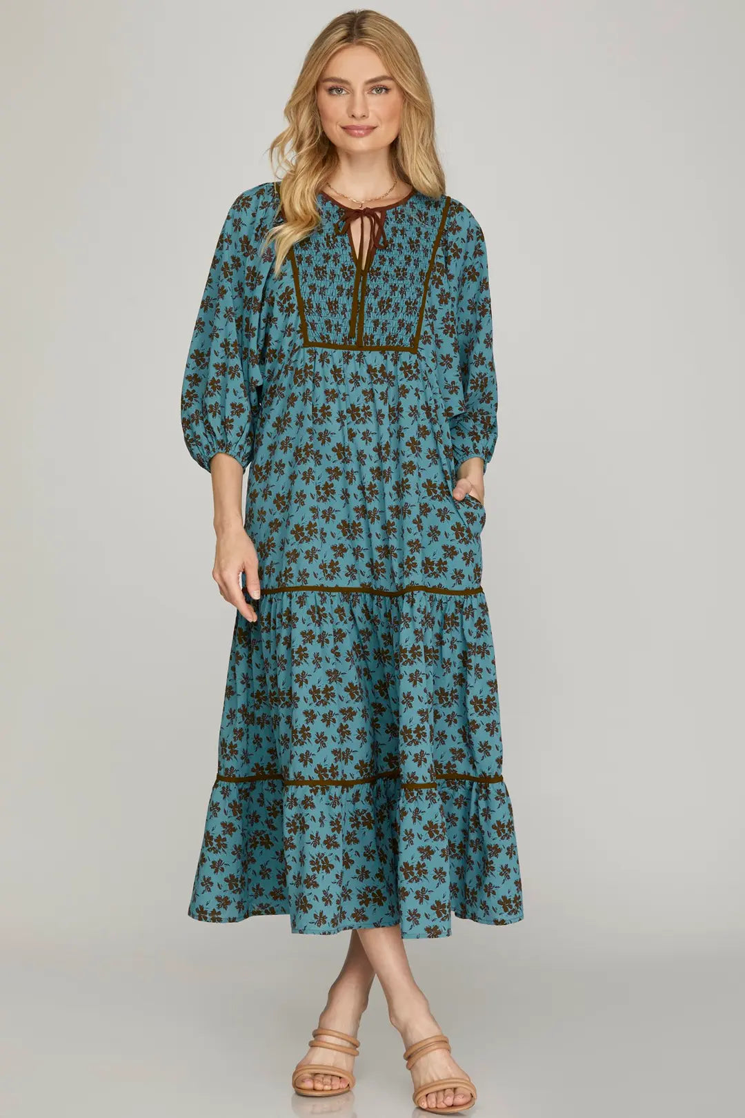 Bohemian Midi Dress With Pockets