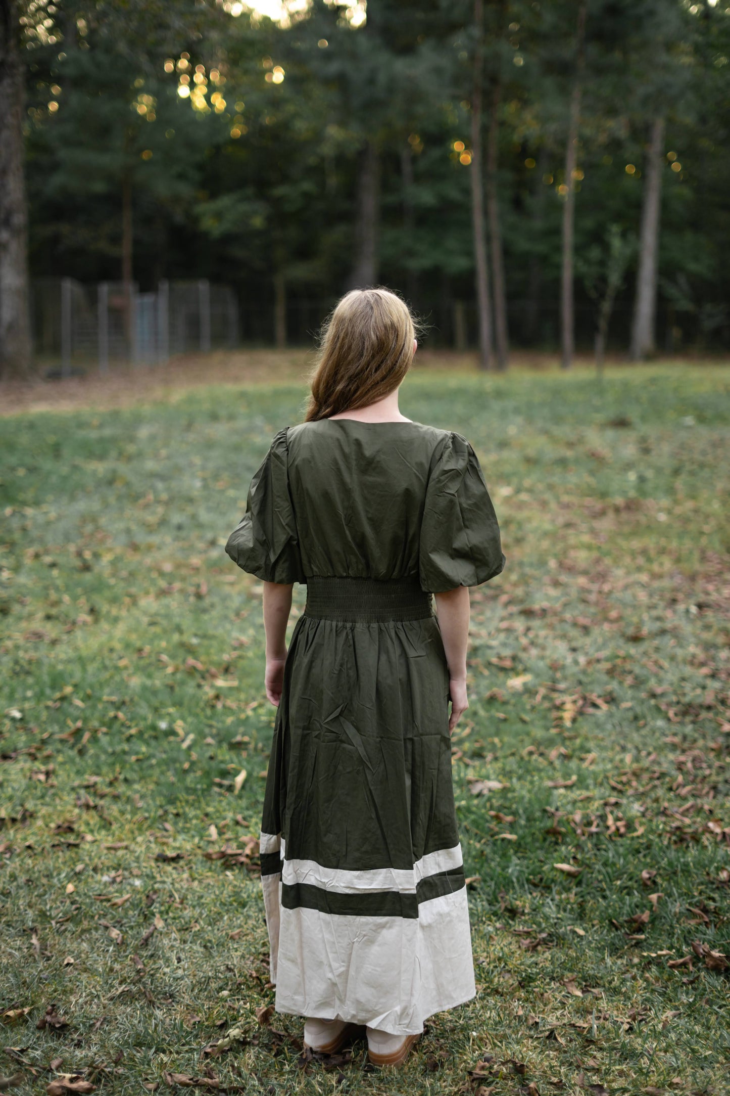 Bubble Sleeve Front Zip Block Dress