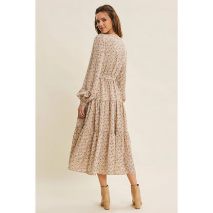 Floral Midi Dress with Waist Belt