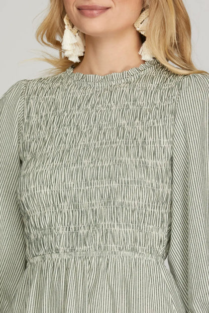 3/4 Sleeve Smocked Top Tiered Dress