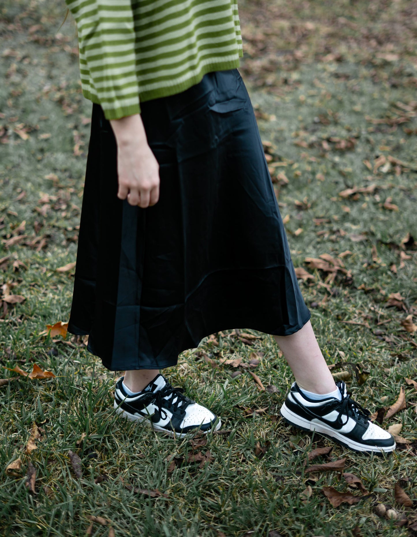 Black Satin Midi Skirt