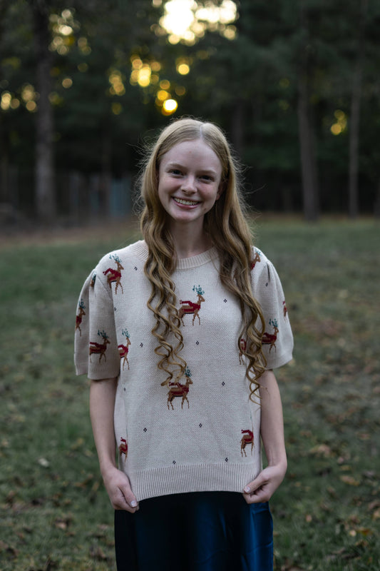 Short Sleeve Reindeer Sweater