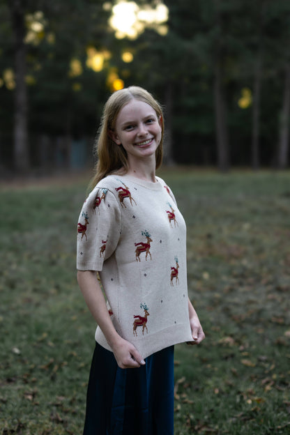 Short Sleeve Reindeer Sweater