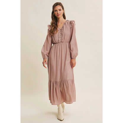 Button Down Maxi Dress with Ruffles