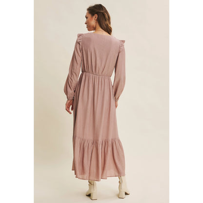 Button Down Maxi Dress with Ruffles