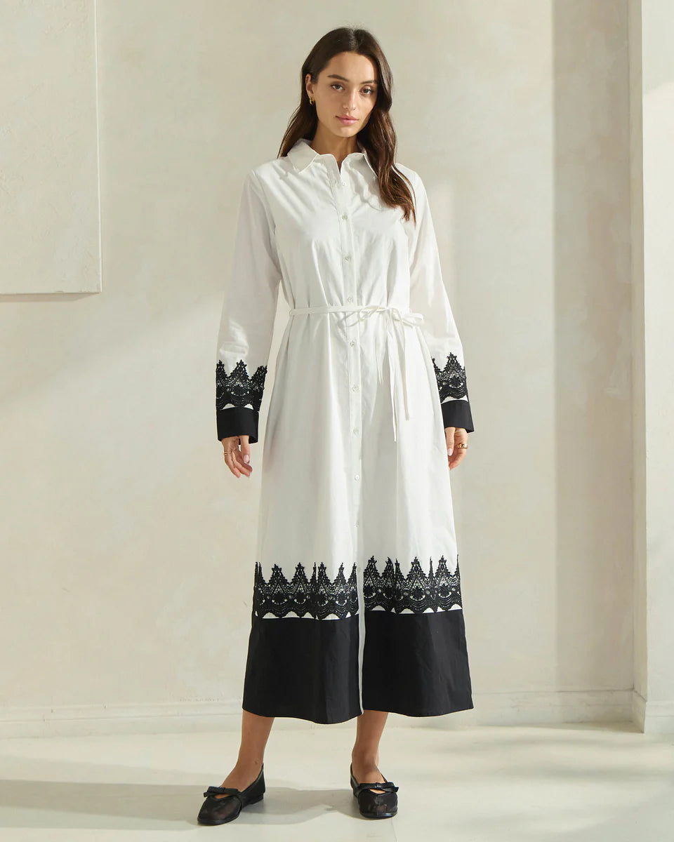 White/Black Lace Accent Dress