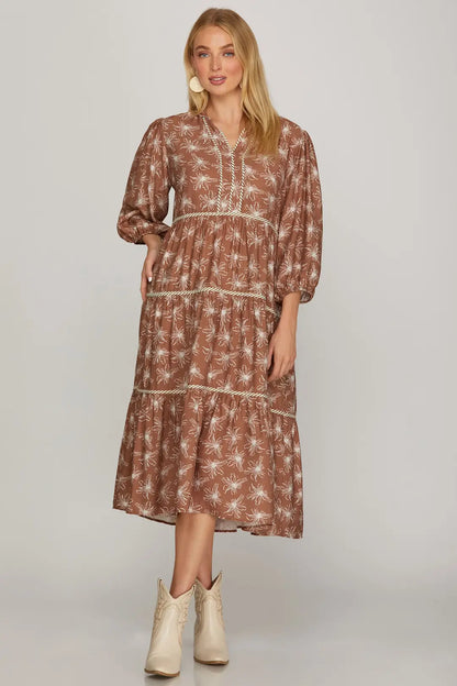 Floral Print Woven Tiered Dress