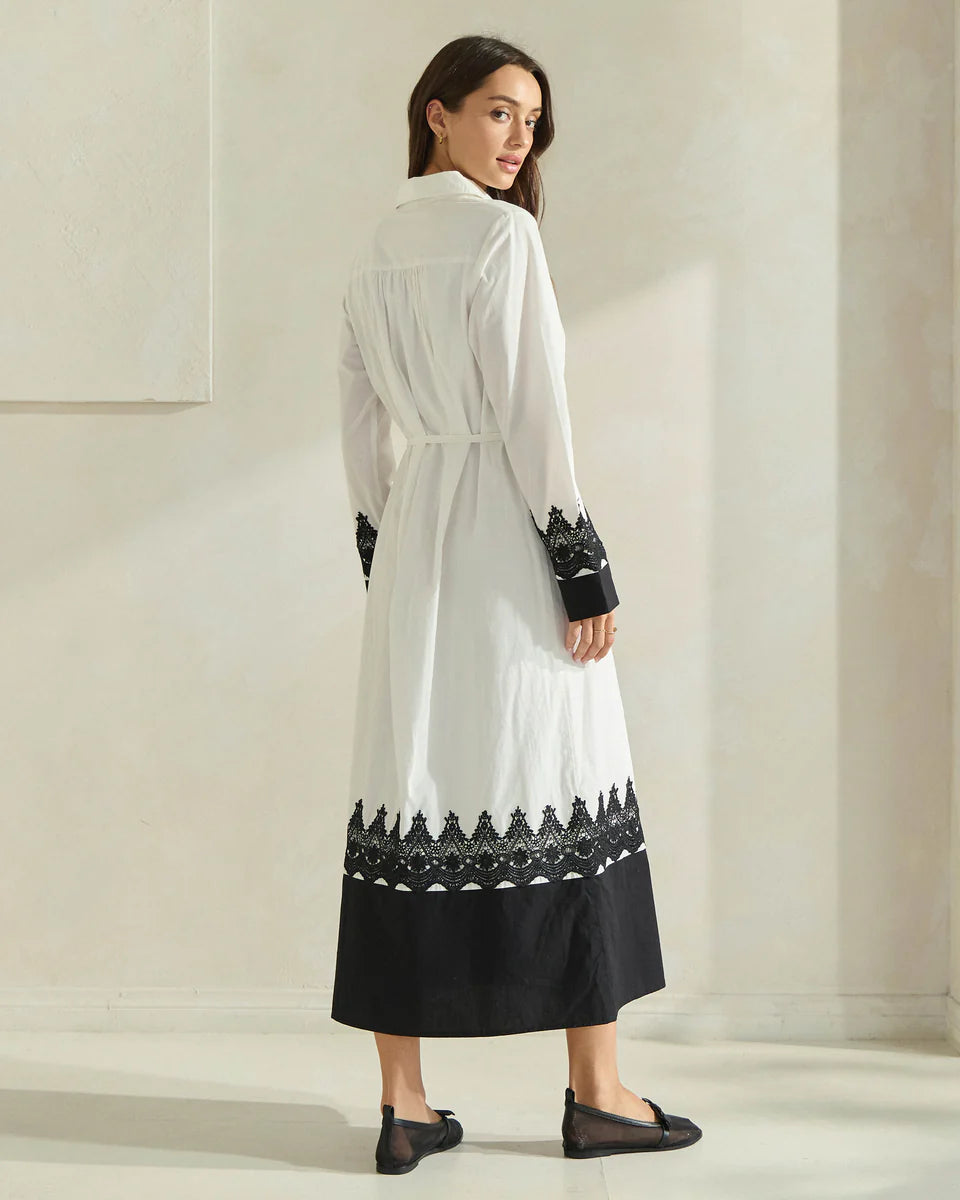 White/Black Lace Accent Dress