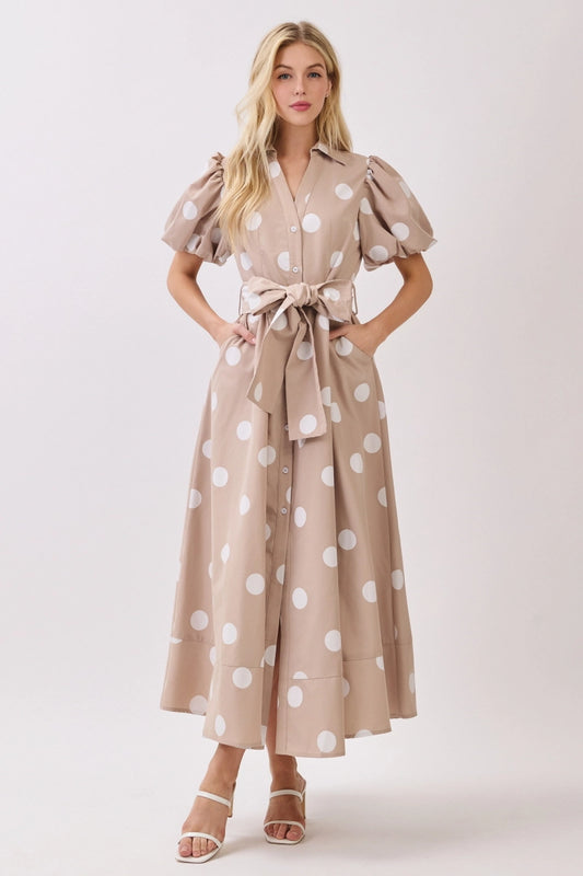 Big Polka Dot Button Down Maxi Dress