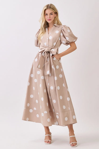 Big Polka Dot Button Down Maxi Dress