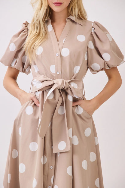 Big Polka Dot Button Down Maxi Dress