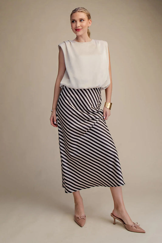 Black and White Midi Skirt