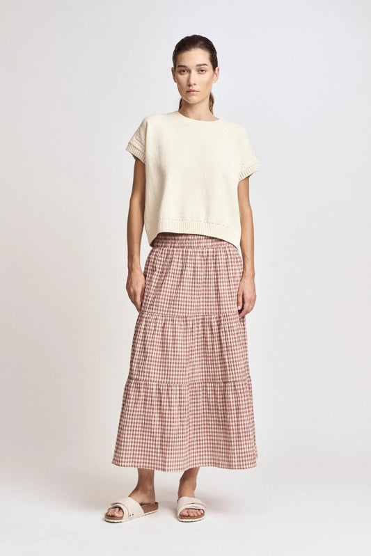 Tiered Dusty Rose Gingham Skirt