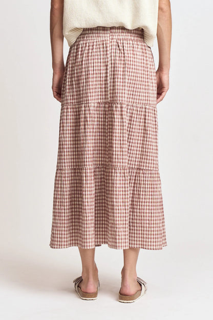 Tiered Dusty Rose Gingham Skirt