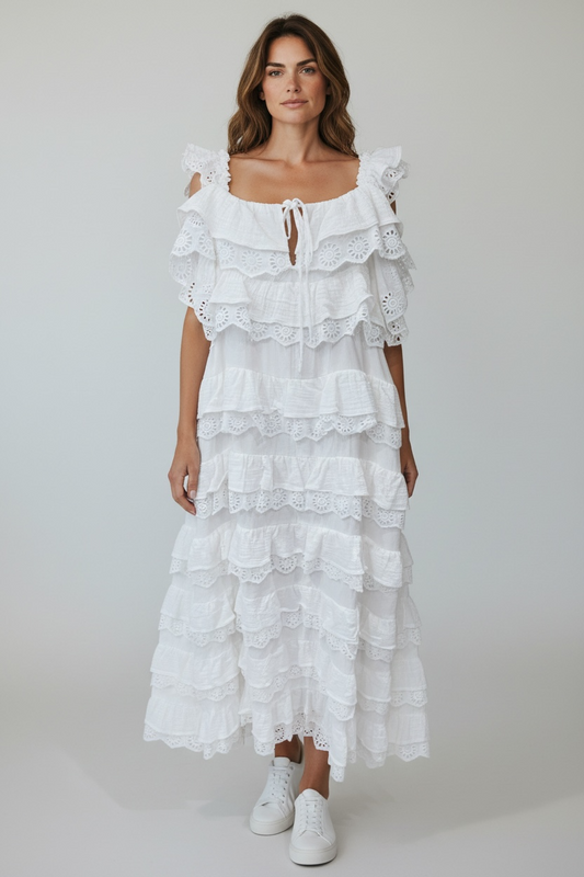 Lace and Gauze Maxi Dress