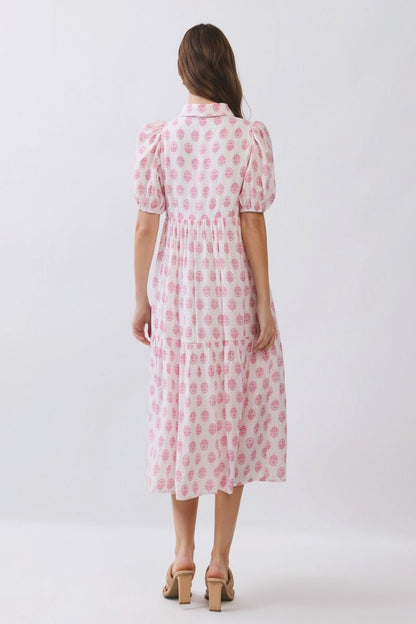 Pink Floral Midi Dress