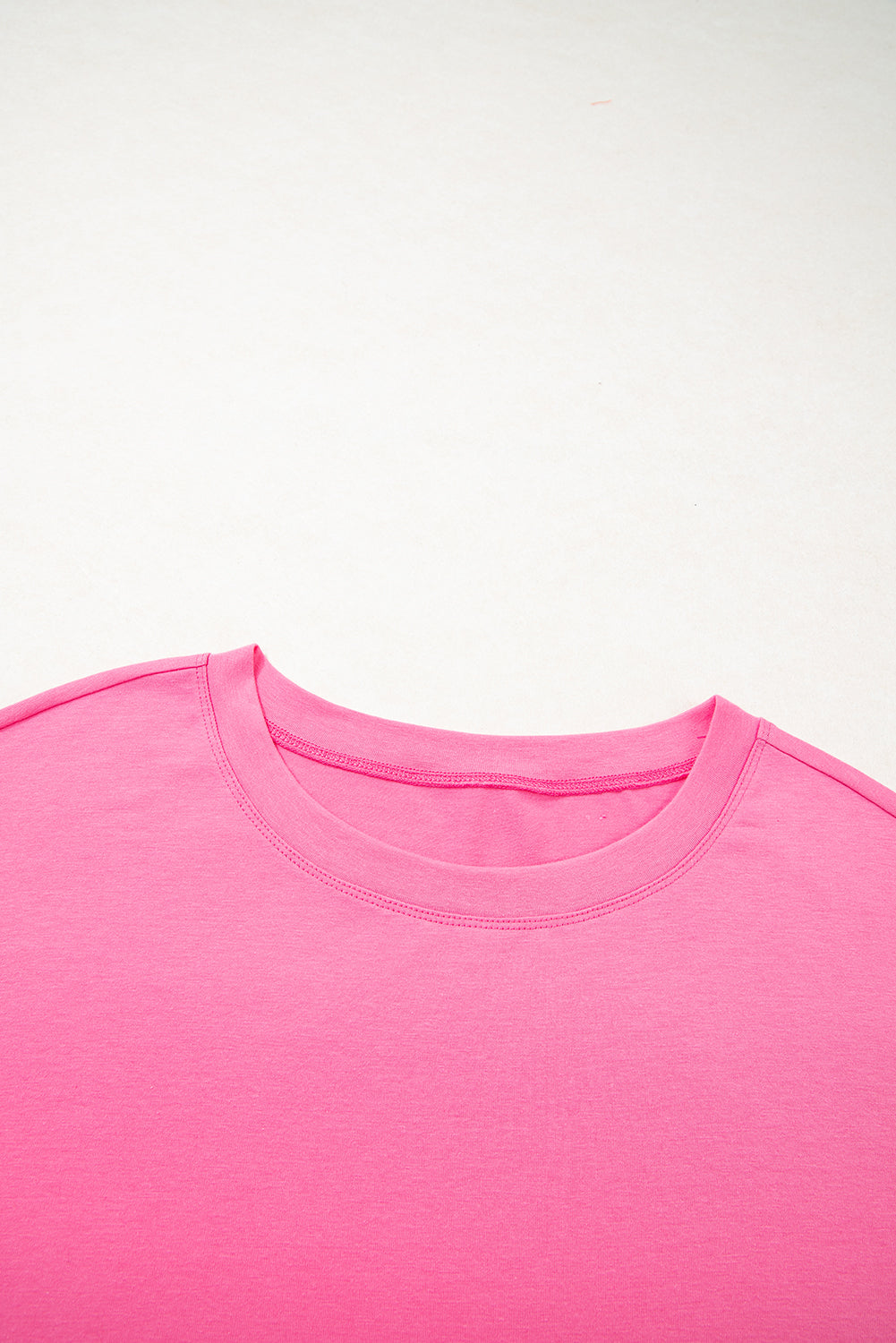 Pink Star Patched Colorblock Raw Edge Bracelet Sleeve Plus Size Loose Tee
