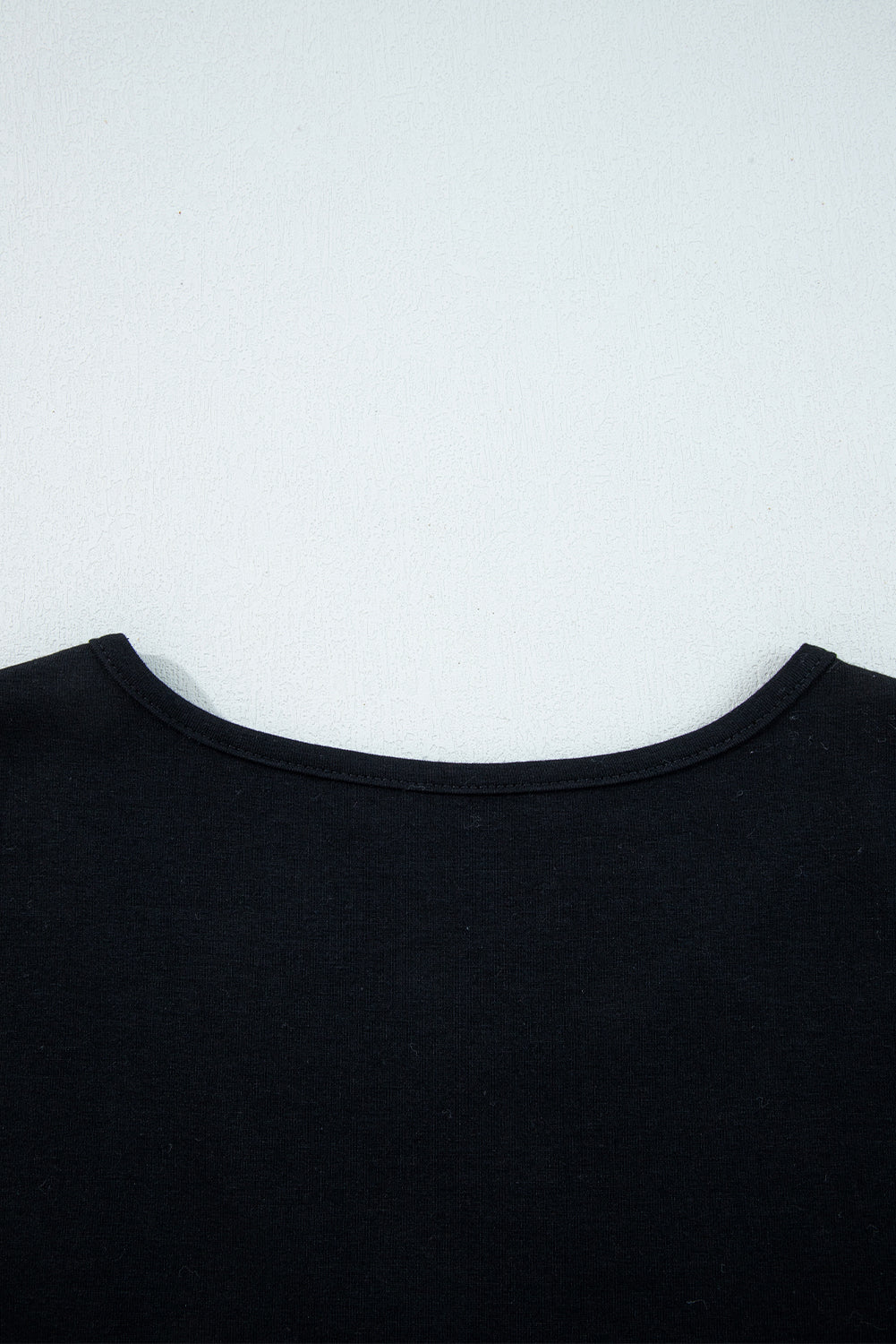 Black Asymmetric Seam Detail Solid Color Long Sleeve Top