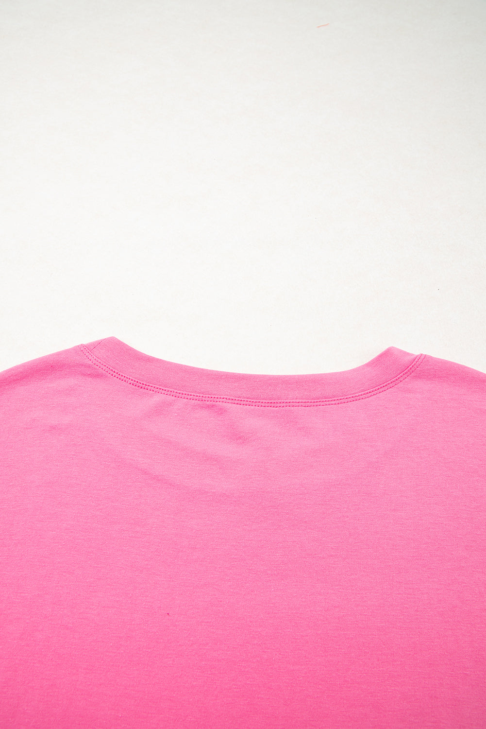 Pink Star Patched Colorblock Raw Edge Bracelet Sleeve Plus Size Loose Tee