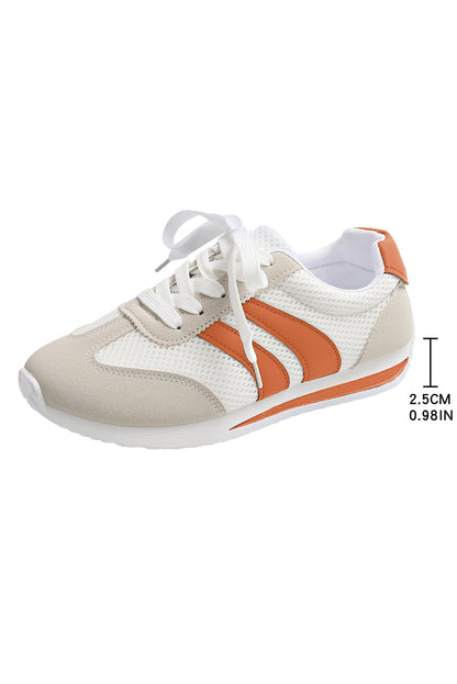 Yellow Patchwork Breathable Lace Up Sneakers