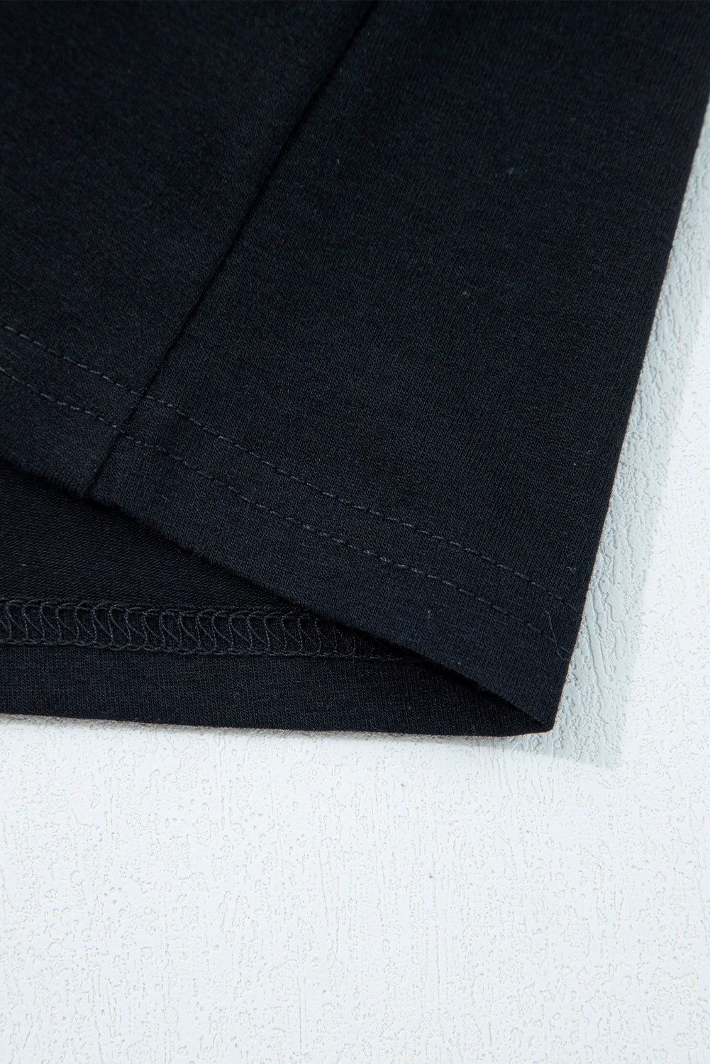 Black Asymmetric Seam Detail Solid Color Long Sleeve Top