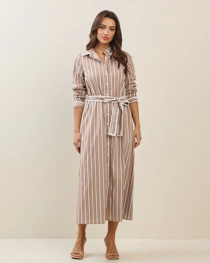 Taupe Striped Maxi Dress
