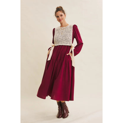 Crochet Overlay Dress With Ties Sides