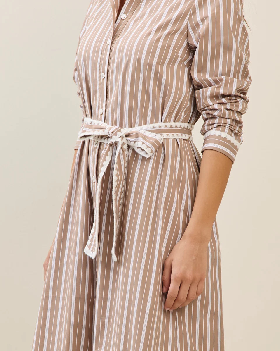 Taupe Striped Maxi Dress