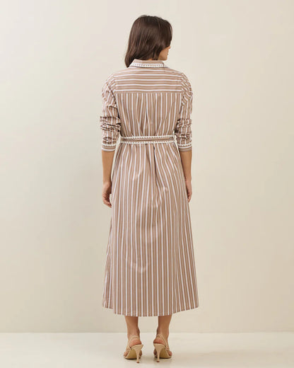 Taupe Striped Maxi Dress