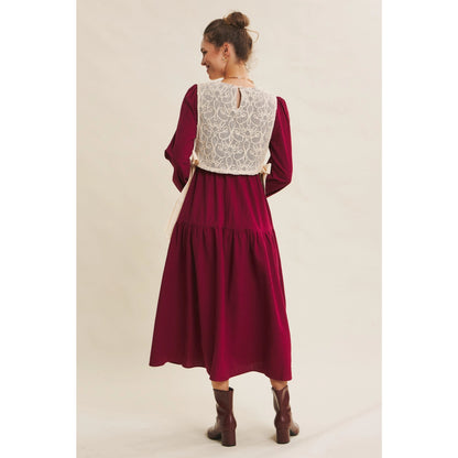 Crochet Overlay Dress With Ties Sides