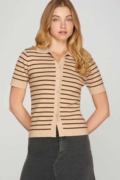 Short Sleeve Button Down Cardigan